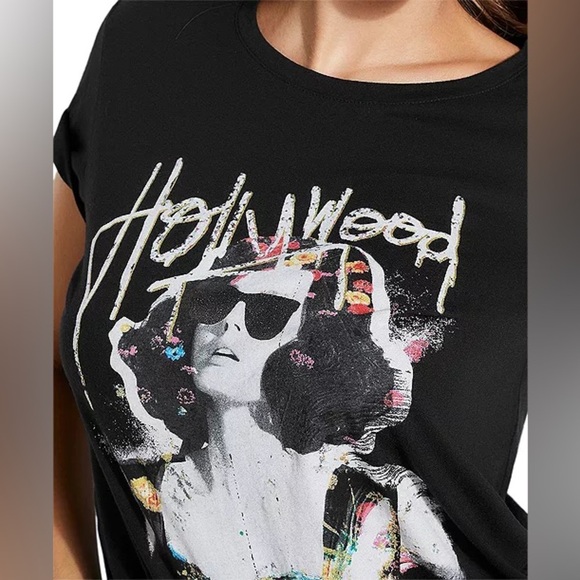 G By GUESS Hollywood Stars Sparkly Logo T-Shirt Top Womens, Small - Picture 4 of 11